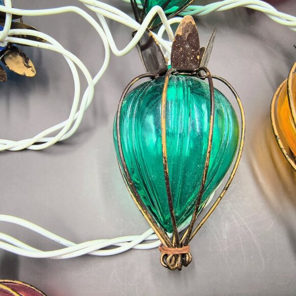 Teardrop Wire Cage String Lights Patio Garden Indoor/Outdoor 10-Lights Large 4" - Picture 12 of 13